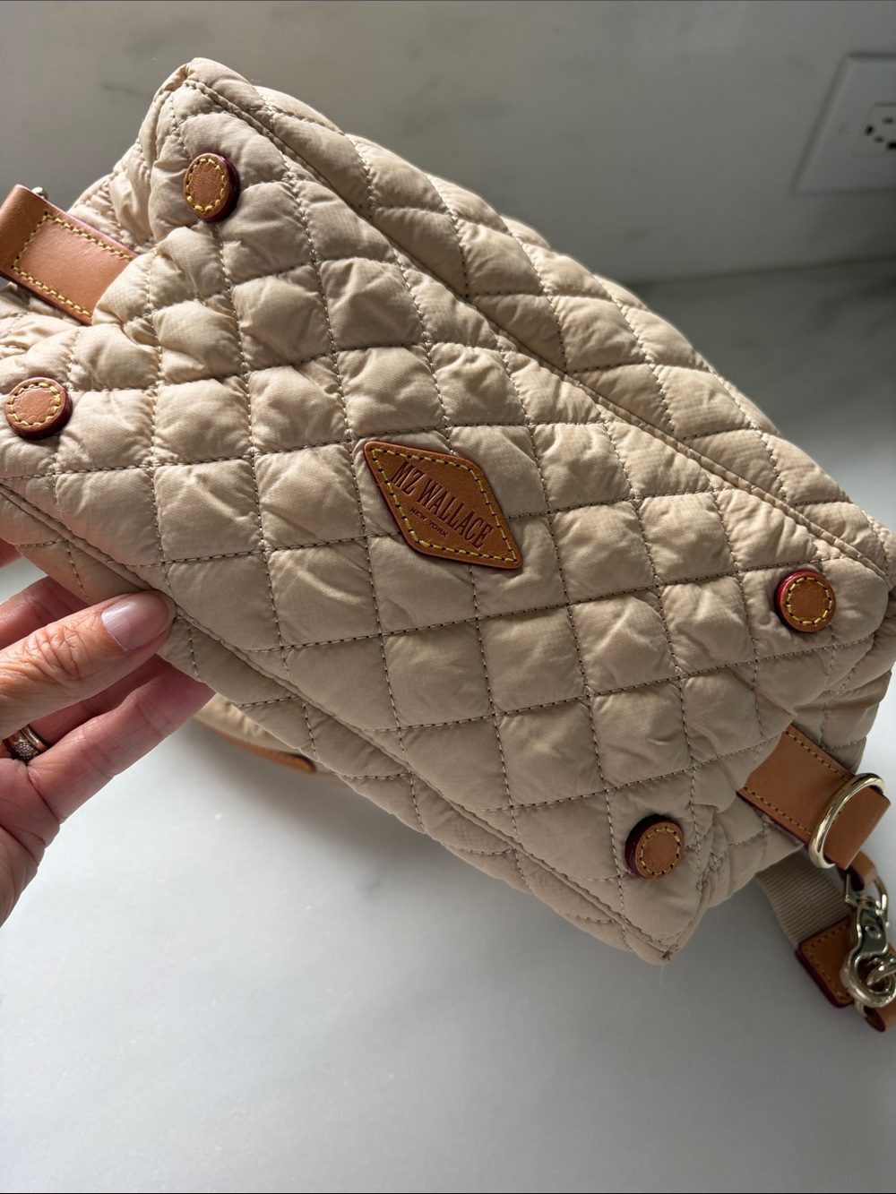 MZ Wallace Quilted Beige Crossbody Bag - Picture 11 of 13